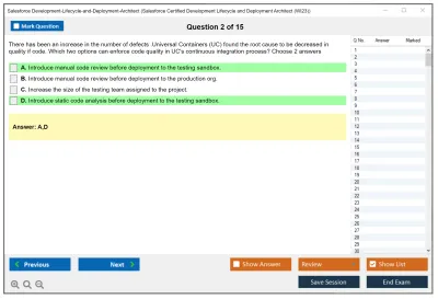 Salesforce Development-Lifecycle-and-Deployment-Architect Salesforce Certified Development Lifecycle and Deployment Architect Practice test exam simulator test engine exam Prep practice test questions answers Image 2
