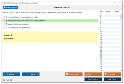 AHIMA RHIA Registered Health Information Administrator Practice test exam simulator test engine exam Prep practice test questions answers Image 10