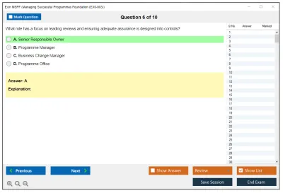 Exin MSPF Managing Successful Programmes Foundation (EX0-003) Practice test exam simulator test engine exam Prep practice test questions answers Image 6