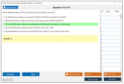 Oracle 1z0-432 Oracle Real Application Clusters 12c Essentials Practice test exam simulator test engine exam Prep practice test questions answers Image 10