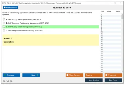 SAP C_TS450_2021 SAP Certified Application AssociateSAP S/4HANA Sourcing and ProcurementUpskilling for ERP Experts Practice test exam simulator test engine exam Prep practice test questions answers Image 10