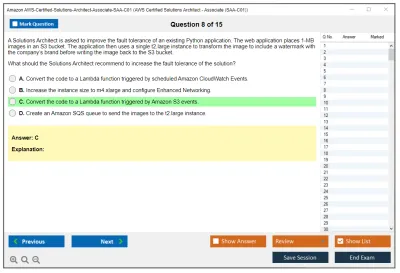 Amazon AWS AWS-Certified-Solutions-Architect-Associate-SAA-C01 AWS Certified Solutions Architect - Associate (SAA-C01) Practice test exam simulator test engine exam Prep practice test questions answers Image 8