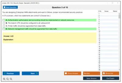 Juniper JN0-1332 Security Design. Specialist (JNCDS-SEC) Practice test exam simulator test engine exam Prep practice test questions answers Image 5
