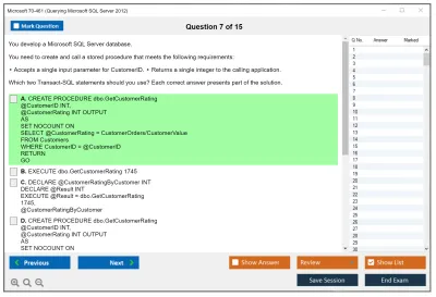 Microsoft 70-461 Querying Microsoft SQL Server 2012 Practice test exam simulator test engine exam Prep practice test questions answers Image 7