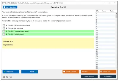SAP C_S4TM_2020 SAP Certified Associate - Transportation Management in SAP S/4HANA Practice test exam simulator test engine exam Prep practice test questions answers Image 5