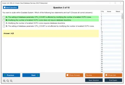 Oracle 1z0-1093-22 Oracle Cloud Database Services 2022 Professional Practice test exam simulator test engine exam Prep practice test questions answers Image 3