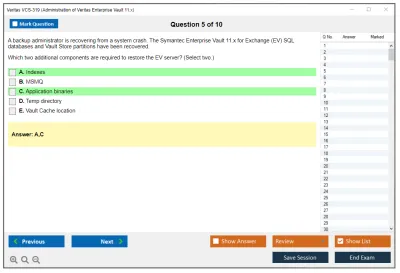 Veritas VCS-319 Administration of Veritas Enterprise Vault 11.x Practice test exam simulator test engine exam Prep practice test questions answers Image 5