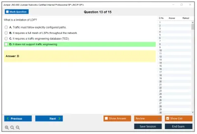 Juniper JN0-660 Juniper Networks Certified Internet Professional SP (JNCIP-SP) Practice test exam simulator test engine exam Prep practice test questions answers Image 13