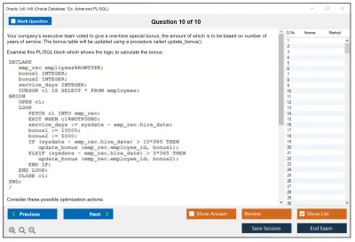Oracle 1z0-148 Oracle Database 12c: Advanced PL/SQL Practice test exam simulator test engine exam Prep practice test questions answers Image 10