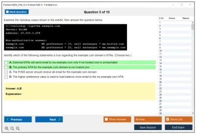 Fortinet NSE6_FML-6.4 Fortinet NSE 6 - FortiMail 6.4 Practice test exam simulator test engine exam Prep practice test questions answers Image 5