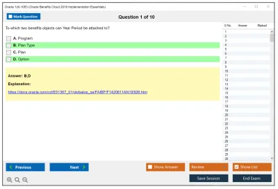 Oracle 1z0-1053 Oracle Benefits Cloud 2019 Implementation Essentials Practice test exam simulator test engine exam Prep practice test questions answers Image 1