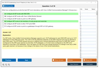 Cisco 300-075 Implementing Cisco IP Telephony &amp; Video, Part 2 v1.0 Practice test exam simulator test engine exam Prep practice test questions answers Image 3