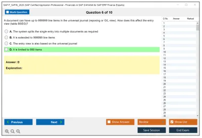 SAP P_S4FIN_2020 SAP Certified Application Professional - Financials in SAP S/4HANA for SAP ERP Finance Experts Practice test exam simulator test engine exam Prep practice test questions answers Image 6