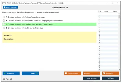 SAP C_THR97_2205 SAP Certified Application AssociateSAP SuccessFactors Onboarding 1H/2022 Practice test exam simulator test engine exam Prep practice test questions answers Image 6