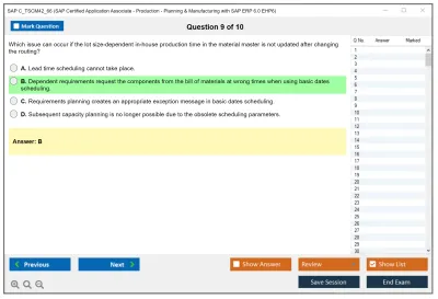 SAP C_TSCM42_66 SAP Certified Application Associate - Production - Planning &amp; Manufacturing with SAP ERP 6.0 EHP6 Practice test exam simulator test engine exam Prep practice test questions answers Image 9