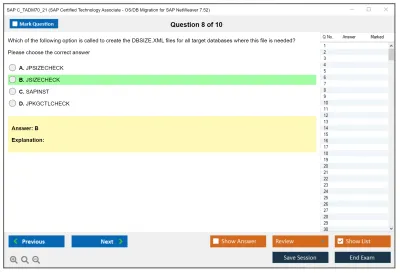 SAP C_TADM70_21 SAP Certified Technology Associate - OS/DB Migration for SAP NetWeaver 7.52 Practice test exam simulator test engine exam Prep practice test questions answers Image 8