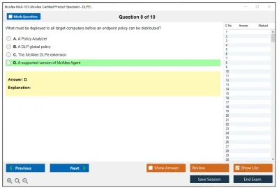 McAfee MA0-103 McAfee Certified Product Specialist - DLPE Practice test exam simulator test engine exam Prep practice test questions answers Image 8