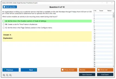 Adobe AD0-E406 Adobe Target Business Practitioner Expert Practice test exam simulator test engine exam Prep practice test questions answers Image 6