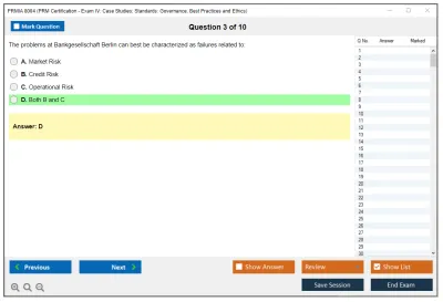 PRMIA 8004 PRM Certification - Exam IV: Case Studies; Standards: Governance, Best Practices and Ethics Practice test exam simulator test engine exam Prep practice test questions answers Image 3