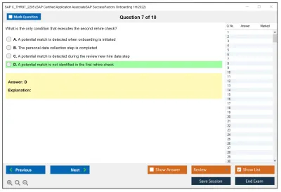 SAP C_THR97_2205 SAP Certified Application AssociateSAP SuccessFactors Onboarding 1H/2022 Practice test exam simulator test engine exam Prep practice test questions answers Image 7