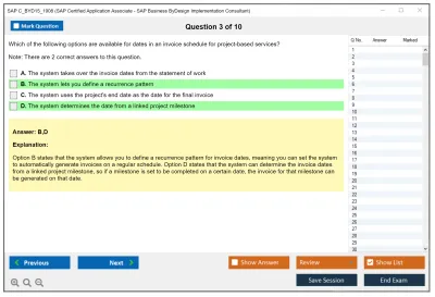 SAP C_BYD15_1908 SAP Certified Associate - SAP Business ByDesign Implementation Consultant Practice test exam simulator test engine exam Prep practice test questions answers Image 3