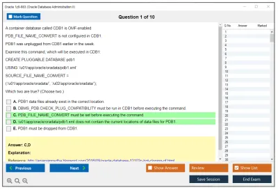 Oracle 1z0-083 Oracle Database Administration II Practice test exam simulator test engine exam Prep practice test questions answers Image 1