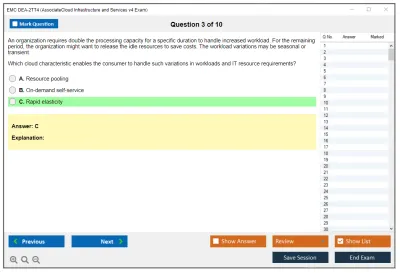 EMC DEA-2TT4 Associate - Cloud Infrastructure and Services v4 Exam Practice test exam simulator test engine exam Prep practice test questions answers Image 3