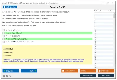 Microsoft 70-705 Designing and Providing Microsoft Licensing Solutions to Large Organizations Practice test exam simulator test engine exam Prep practice test questions answers Image 6