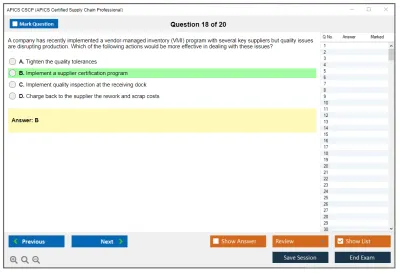 APICS CSCP Certified Supply Chain Professional Exam Practice test exam simulator test engine exam Prep practice test questions answers Image 18