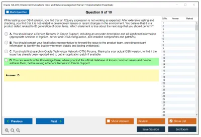 Oracle 1z0-493 Oracle Communications Order and Service Management Server 7 Implementation Essentials Practice test exam simulator test engine exam Prep practice test questions answers Image 9