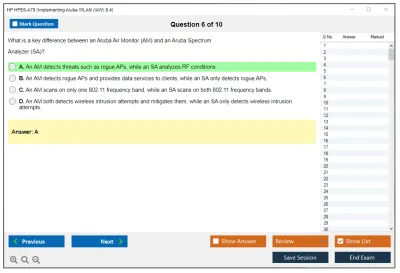 HP HPE6-A70 Aruba Certified Mobility Associate Exam Practice test exam simulator test engine exam Prep practice test questions answers Image 6