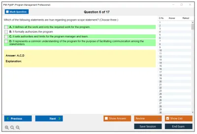 PMI PgMP Program Management Professional (PgMP) Practice test exam simulator test engine exam Prep practice test questions answers Image 6