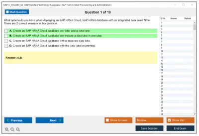 SAP C_HCADM_02 SAP Certified Technology Associate - SAP HANA Cloud Provisioning and Administration Practice test exam simulator test engine exam Prep practice test questions answers Image 1