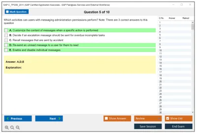 SAP C_TFG50_2011 SAP Certified Application Associate - SAP Fieldglass Services and External Workforce Practice test exam simulator test engine exam Prep practice test questions answers Image 5