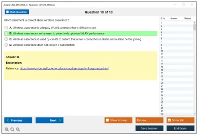 Juniper JN0-450 Mist AI. Specialist (JNCIS-MistAI) Practice test exam simulator test engine exam Prep practice test questions answers Image 10