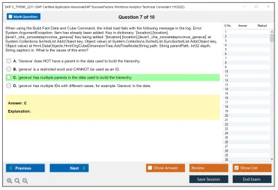 SAP C_THR96_2211 SAP Certified Application AssociateSAP SuccessFactors Workforce Analytics Technical Consultant 1H/2022 Practice test exam simulator test engine exam Prep practice test questions answers Image 7