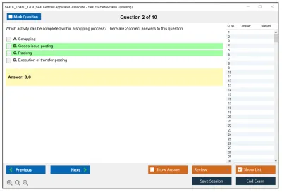 SAP C_TS460_1709 SAP Certified Application Associate - SAP S/4HANA Sales Upskilling Practice test exam simulator test engine exam Prep practice test questions answers Image 2