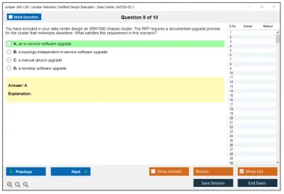 Juniper JN0-1301 Juniper Networks Certified Design Specialist - Data Center (JNCDS-DC) Practice test exam simulator test engine exam Prep practice test questions answers Image 8