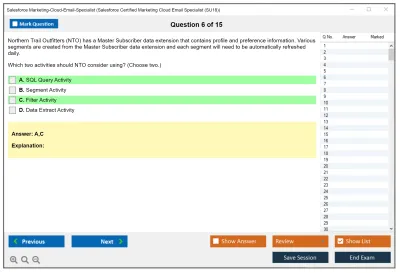 Salesforce Marketing-Cloud-Email-Specialist Salesforce Certified Marketing Cloud Email Specialist Practice test exam simulator test engine exam Prep practice test questions answers Image 6