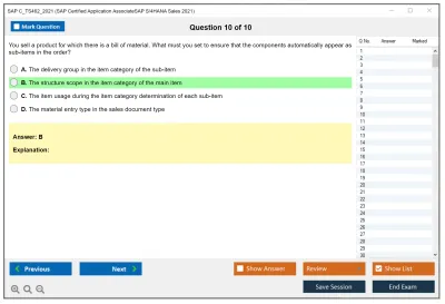 SAP C_TS462_2021 SAP Certified Application AssociateSAP S/4HANA Sales 2021 Practice test exam simulator test engine exam Prep practice test questions answers Image 10