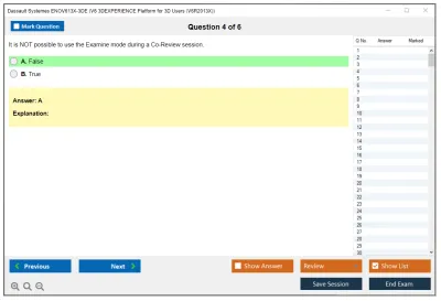 Dassault Systemes ENOV613X-3DE V6 3DEXPERIENCE Platform for 3D Users (V6R2013X) Practice test exam simulator test engine exam Prep practice test questions answers Image 4
