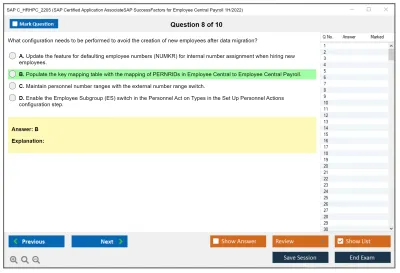 SAP C_HRHPC_2205 SAP Certified Application AssociateSAP SuccessFactors for Employee Central Payroll 1H/2022 Practice test exam simulator test engine exam Prep practice test questions answers Image 8