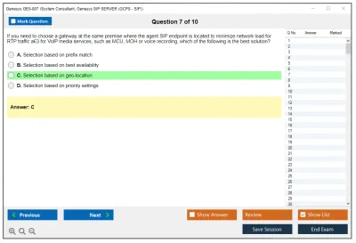 Genesys GE0-807 System Consultant, Genesys SIP SERVER (GCP8 - SIP) Practice test exam simulator test engine exam Prep practice test questions answers Image 7