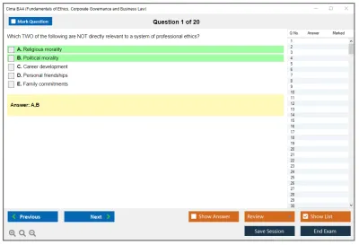 Cima BA4 Fundamentals of Ethics, Corporate Governance and Business Law Practice test exam simulator test engine exam Prep practice test questions answers Image 1
