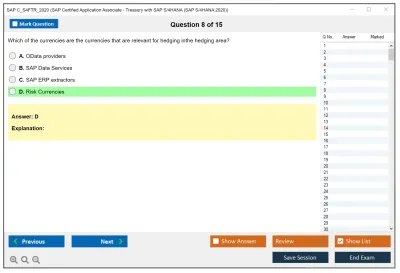 SAP C_S4FTR_2020 SAP Certified Application Associate - Treasury with SAP S/4HANA (SAP S/4HANA 2020) Practice test exam simulator test engine exam Prep practice test questions answers Image 8