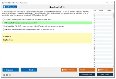 Dell DC0-200 Certified Server Professional Practice test exam simulator test engine exam Prep practice test questions answers Image 9