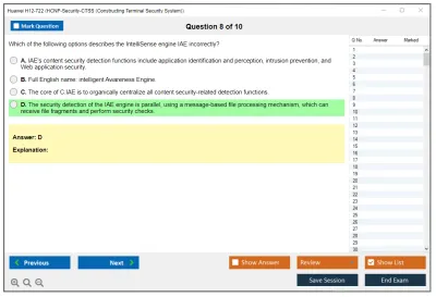 Huawei H12-722 Huawei Certified ICT Professional - Constructing Service Security Network (HCIP-Security-CSSN V3.0) Practice test exam simulator test engine exam Prep practice test questions answers Image 8