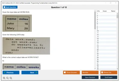 SAS Institute A00-215 SAS Certified Associate: Programming Fundamentals Using SAS 9.4 Practice test exam simulator test engine exam Prep practice test questions answers Image 1