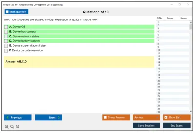 Oracle 1z0-441 Oracle Mobile Development 2015 Essentials Practice test exam simulator test engine exam Prep practice test questions answers Image 1