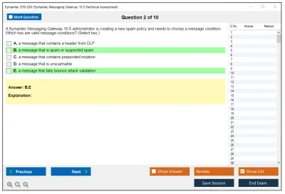 Symantec ST0-250 Symantec Messaging Gateway 10.5 Technical Assessment Practice test exam simulator test engine exam Prep practice test questions answers Image 2